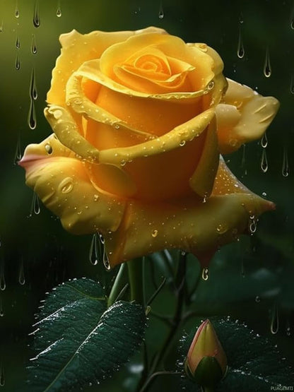 Diamond Painting Kits for Adults, Round Full Drill Diamond Painting Kits 5D DIY Diamond Painting Kits Beautiful Yellow Rose Diamond Art Kits for Home Wall Decor 12x16 inch