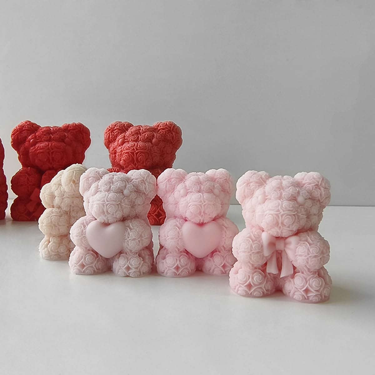 Rose Bear Silicone Mold, DIY Teddy Bear Candle Making Kit, Heart Design