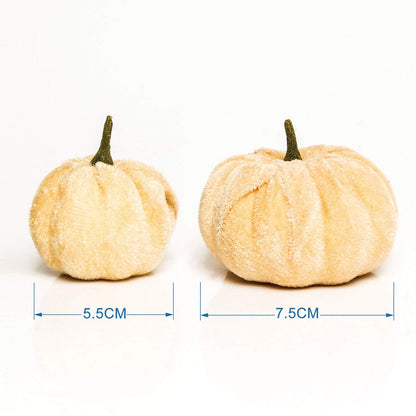 Romingo Artificial Pumpkins 12PCS Fake Artificial Velvet Small Pumpkins for Halloween, Fall and Thanksgiving Party Decoration