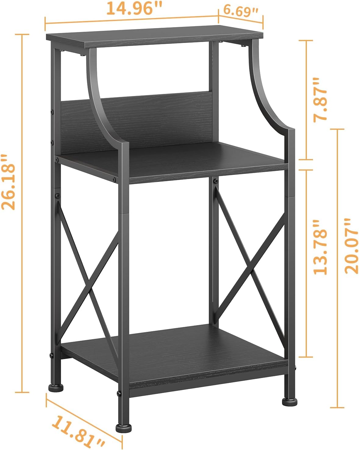 3-Tier HOMEKOKO Side Table, Small End Table for Living Room, Bedroom, Retro Design Metal-Wood End Table, Industrial