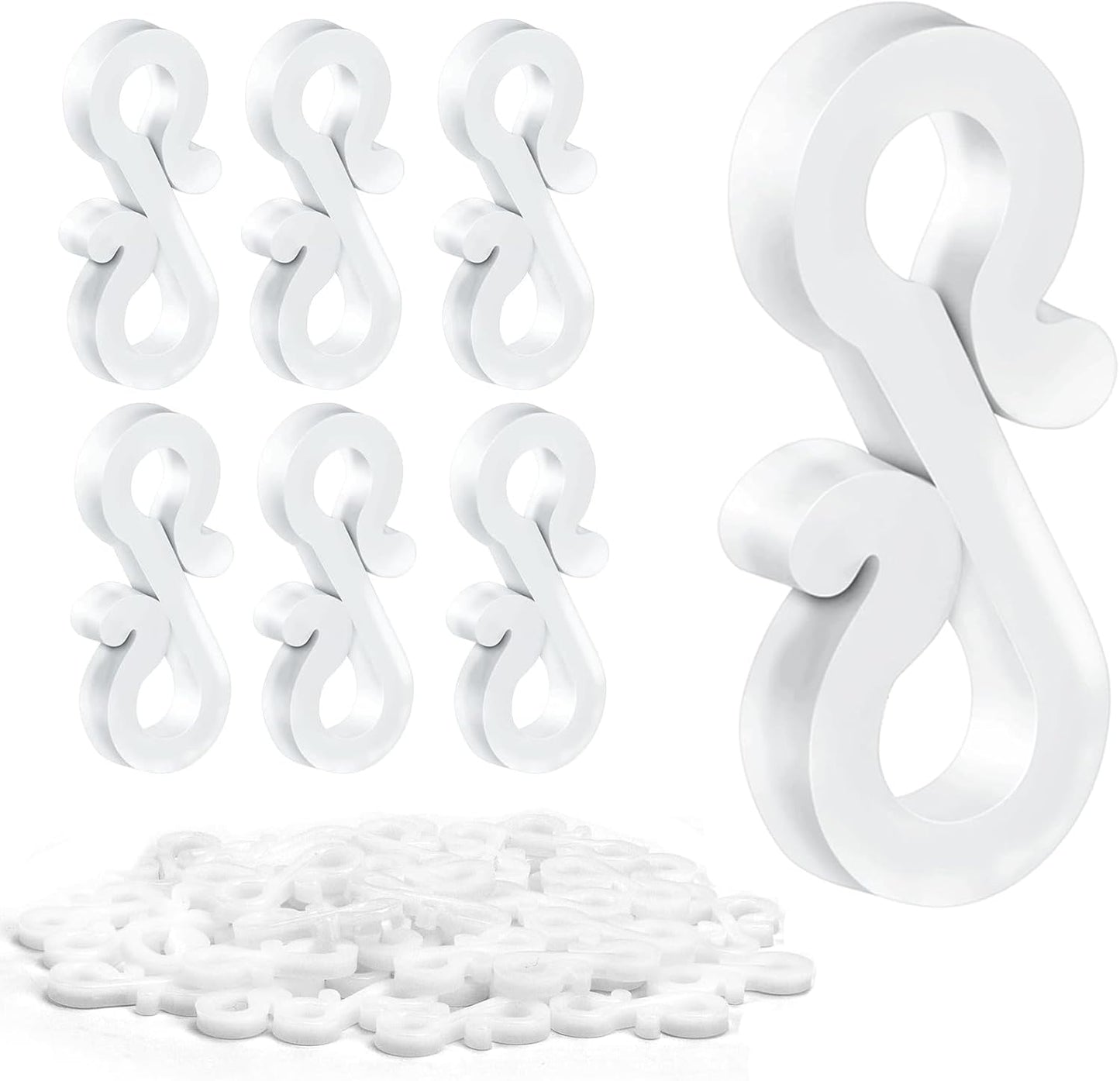 Meetory Christmas Light Clips, 100 Mini Hanging Hooks for Gutters & Shingles, Weatherproof Plastic Hooks
