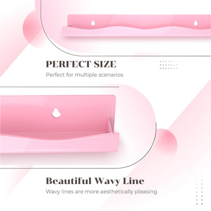6 Pack Nail Polish Wall Mounted Shelf,15 Inch Nail Polish Floating Shelves for 66-90 Bottles Multi-Purpose,Ideal Gift, Great Display for Salons Retailers,Pink