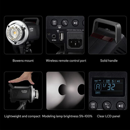 Godox MS300V 300W Studio Strobe Light Kit,2.4G Bowens Mount Photography Light with CF80 Quick Installation Softbox,Stainless Steel Light Stand,5-in-1 Light Reflector for Studio Photography Lighting