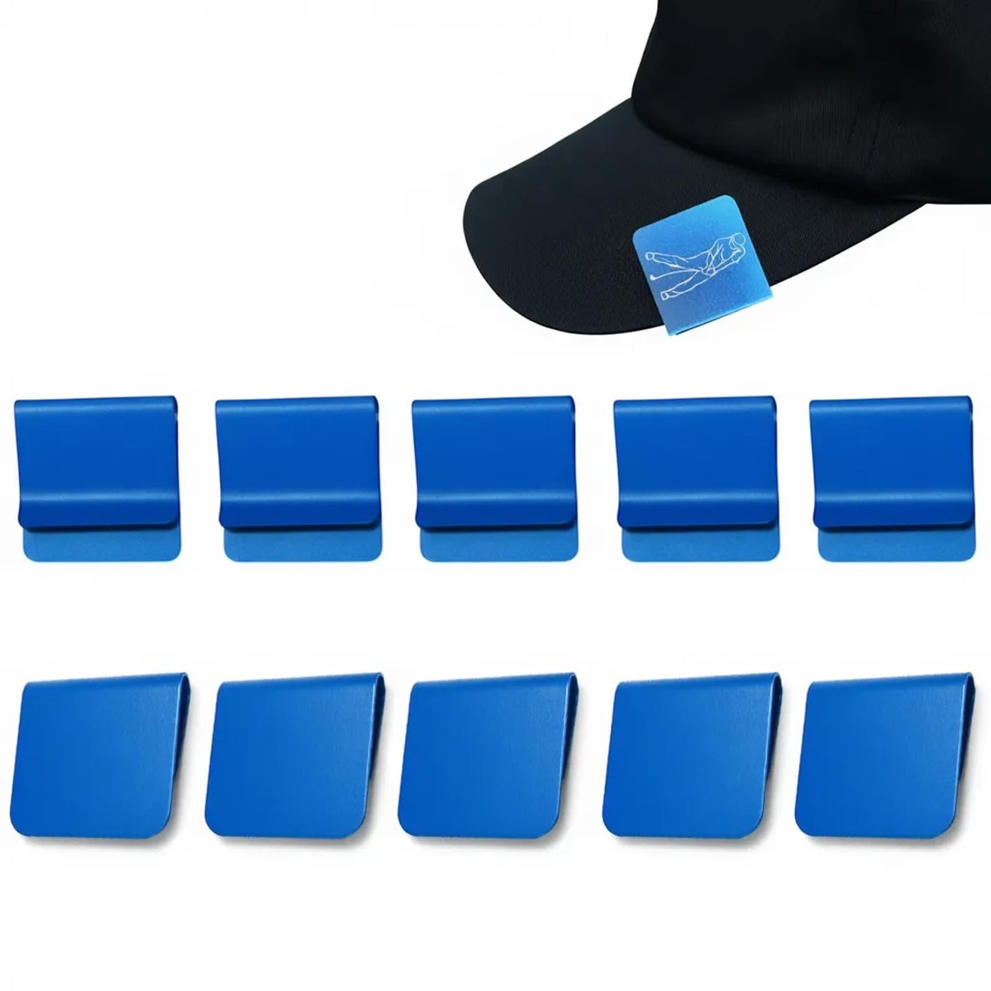10 Pack Hat Brim Clips, Blank Aluminum Hat Clips for Laser Engraving, Hat Accessories, Golf Hat Clip Blanks for DIY, Vinyl, UV Printing, Small Business & Personalized Gifts (Blue)