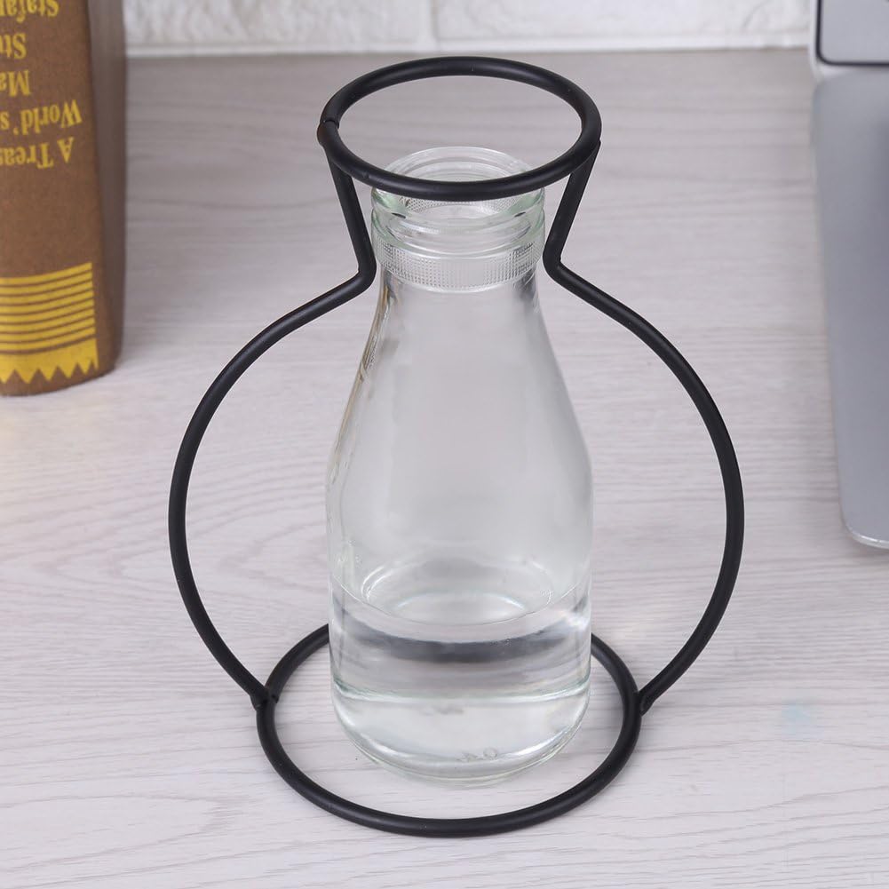 Black Iron Metal Vase Frame, Tabletop Display Holder for Plants, Flower Stand, Indoor Cafe Home Decoration