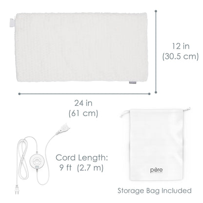 Pure Enrichment PureRadiance Luxury Heating Pad for Cramps, Back, Neck, & Shoulder Pain Relief, Patented Design, Soft Faux Fur & Micromink, 6 Heat Settings, Machine Washable, 12”x24”(Cloud)