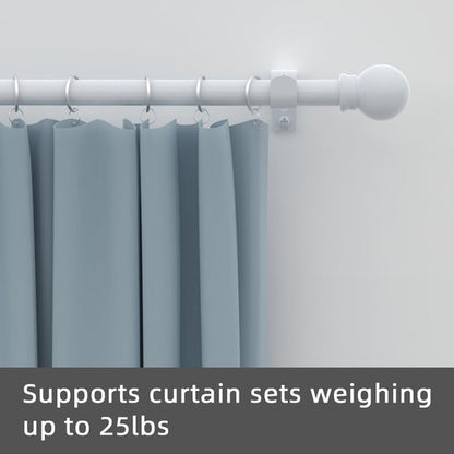 GXOACKJ Heavy Duty Metal Curtain Rod Set - 2 Pack White, 28 to 78 Inch Adjustable Size with Brackets