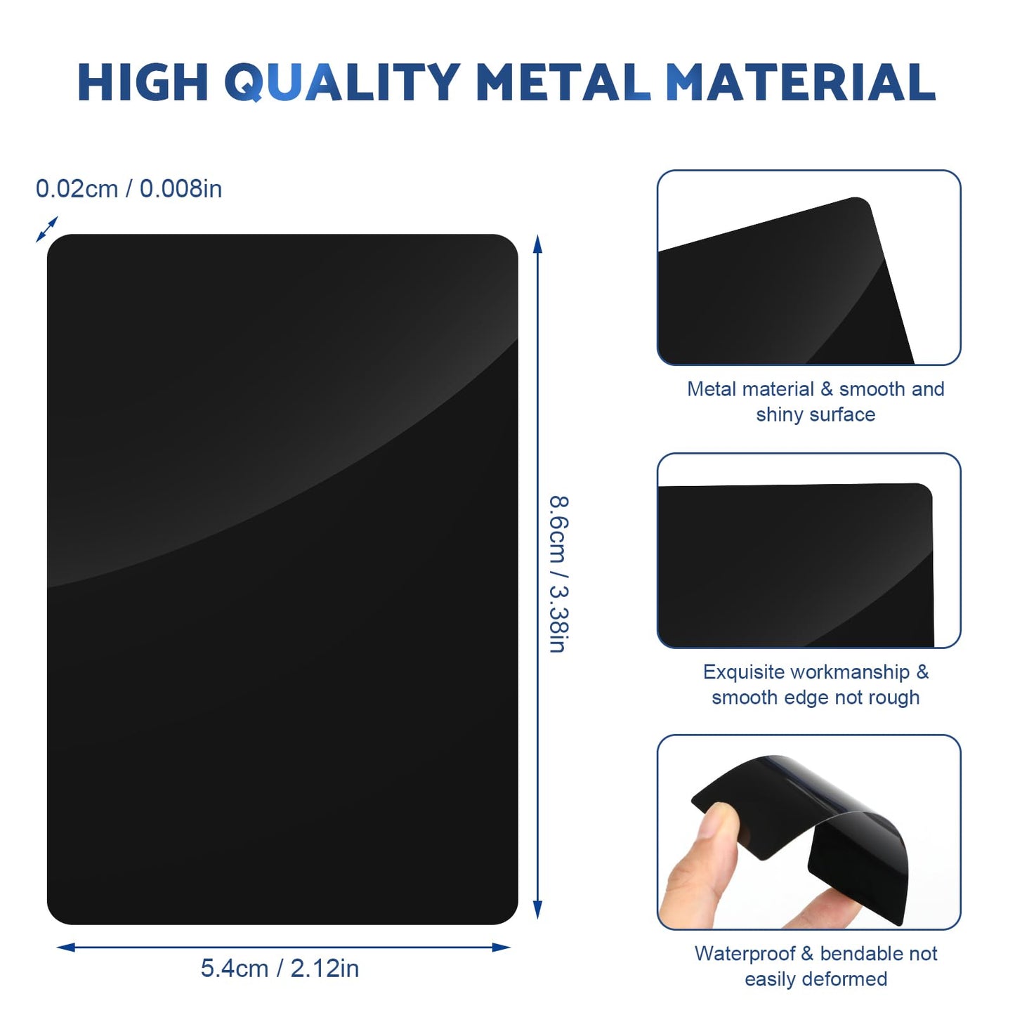 300 Pack Metal Business Cards Blanks Anodized Aluminum Blanks Name Card Laser Engraving Blanks for Laser Engraving DIY Cards Gift Cards VIP Cards Membership Cards Office Name Cards(Thickness 0.2 mm)