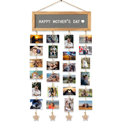 CJIAWYS Picture Frames Collage Wall Decor Hanging Photo Display Frame Felt Letter Board with 340 Letters and 30 Clips, Unique DIY Collage Picture Frames for Dorm Room Decor, Christmas Birthday Party
