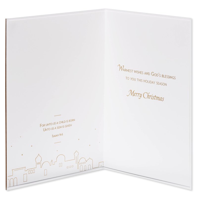 Papyrus Religious Christmas Card with Wooden Manger Nativity Scene (A Child is Born)