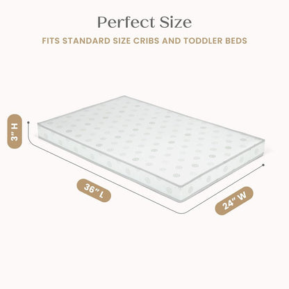 Twinkle Galaxy 3-inch Mini/Portable Crib Mattress - Sustainably Sourced Fiber Core - Waterproof - GREENGUARD Gold Certified (Non-Toxic) - Trusted 10 Year Warranty