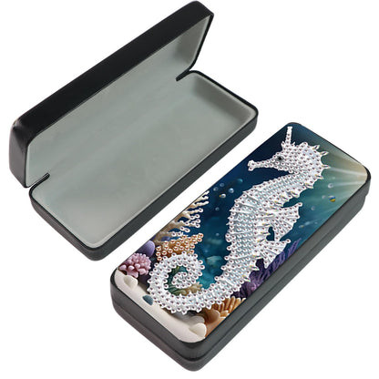 MVVMTOP Diamond Painting Eye Glass Case, DIY Seahorse Diamond Art Glasses Storage Box Sunglass Case for Adults Handmade for Art Craft Gift Travel Sunglass Eyeglasses