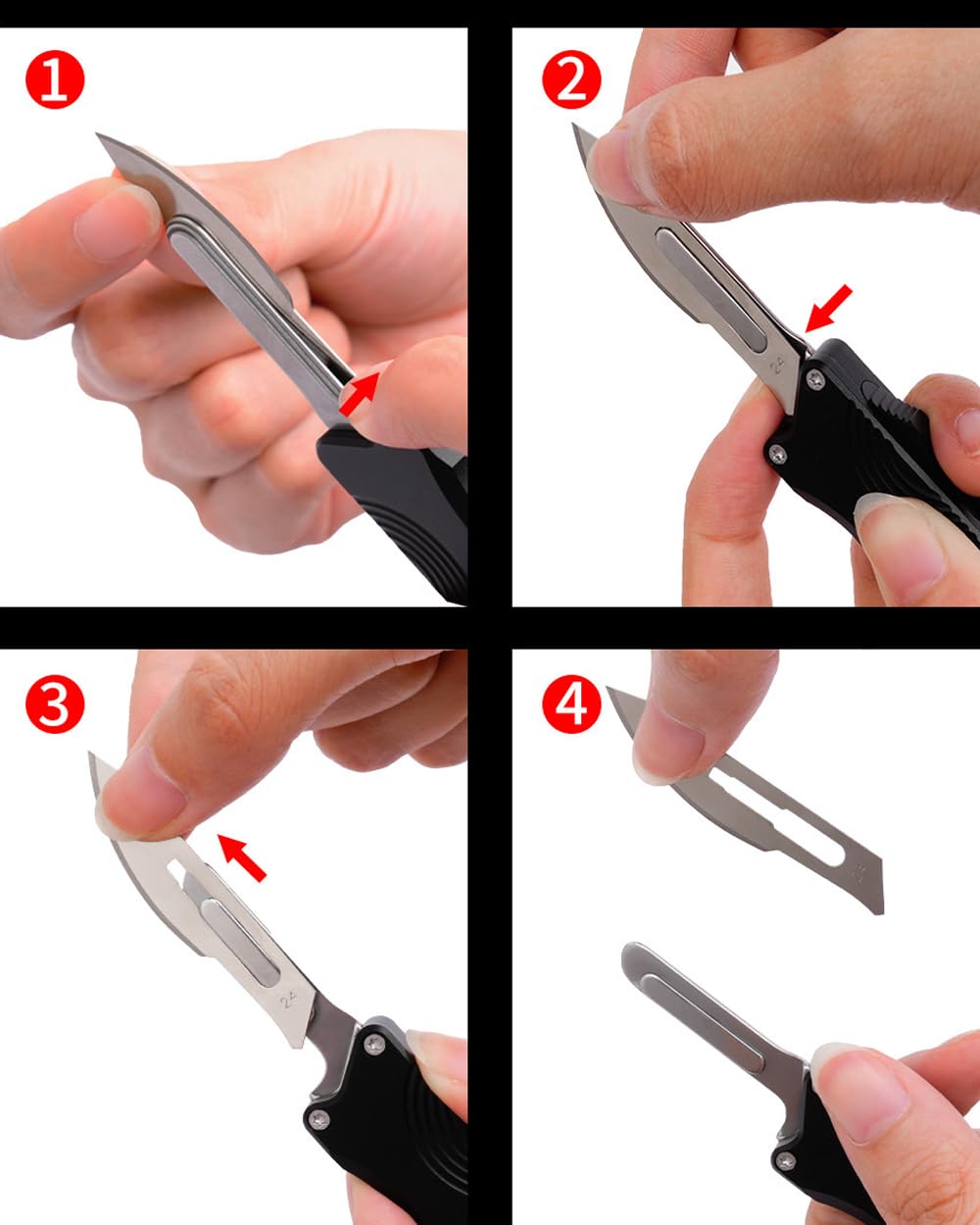 Ainhue AR385 Small Retractable Box Cutter EDC Pocket Scalpel Knife with 20pcs Carbon Steel Blades, Aluminum Alloy Handle, Precision Craft DIY Tool for Office Home Arts