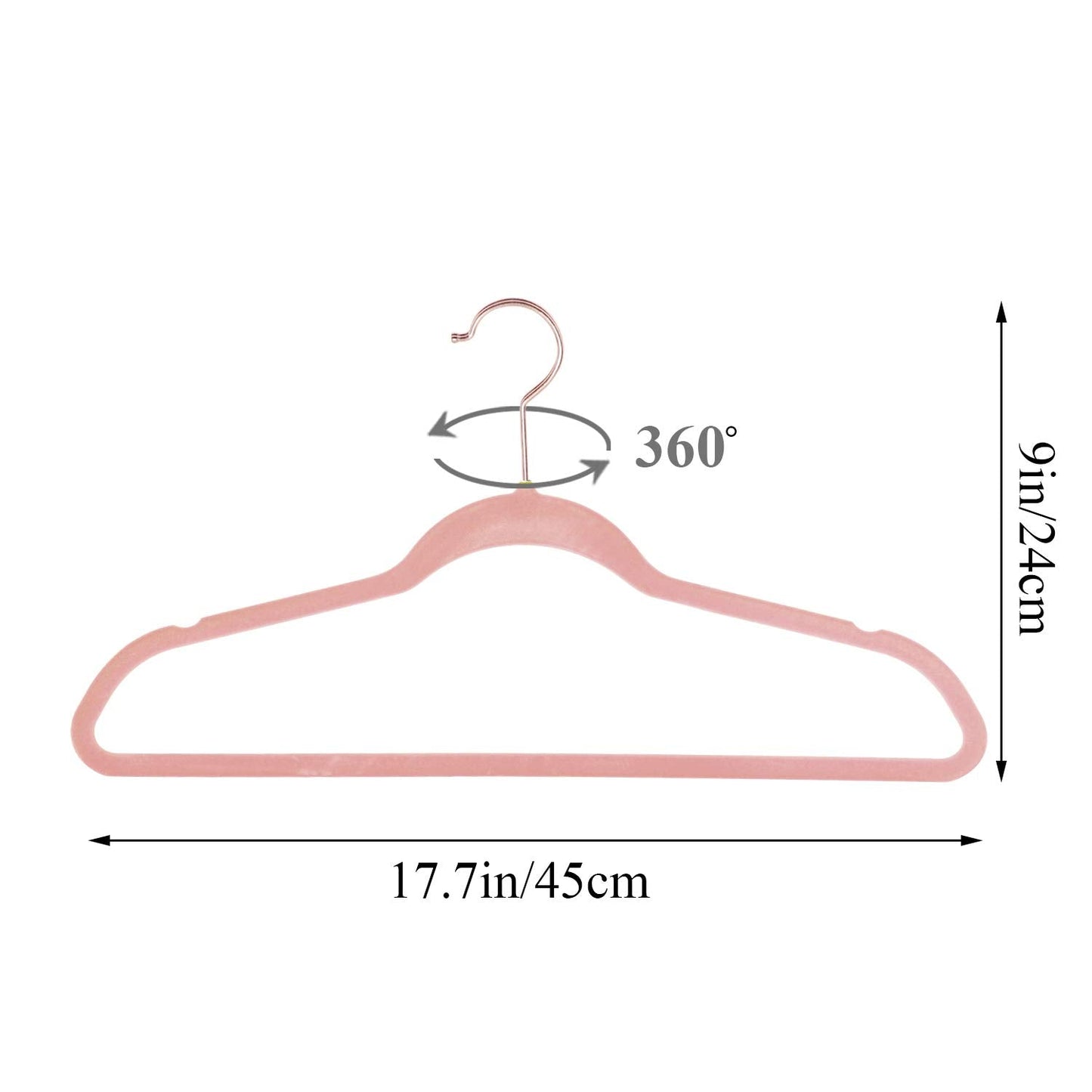 VECELO Premium Velvet Clothes Hangers Suit Heavy Duty (100 Pack)-Non Slip & Space-Saving with 12 Finger Clips & 2Tie Rack Excellent for Men and Women,Pink