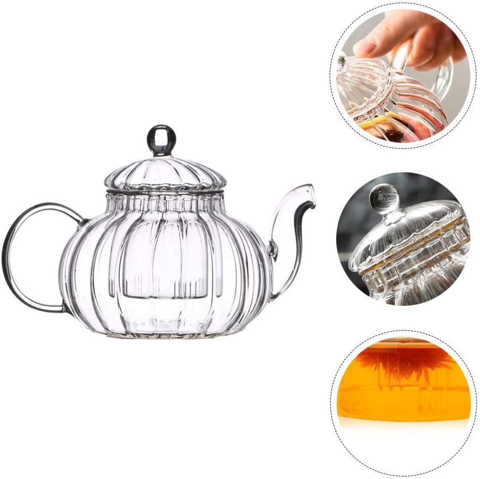 Glass Teapot with Infuser, Loose Leaf and Blooming Tea Maker, Stovetop Safe Kettle