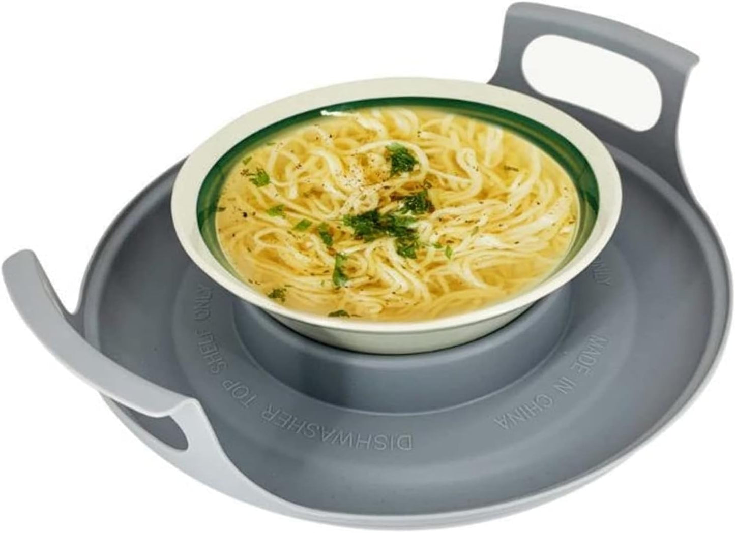 Microwave Cool Plate and Spillover Caddy with Handles, BPA Free for Bowls, Plates, and Microwave Meals