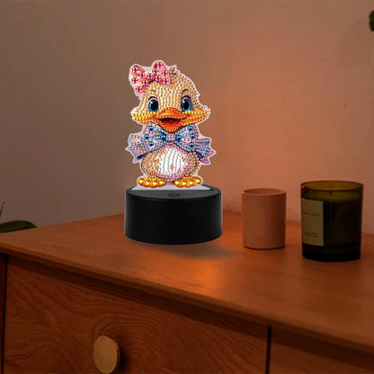 JZHYOAN Diamond Painting Night Light for Adults, Diamond Art Table Lamp Birthday Gift, Duck Art Accessories LED Light, DIY Mosaic Set for Adult, Woman, Gem Painting Table Lamp for Bed Room