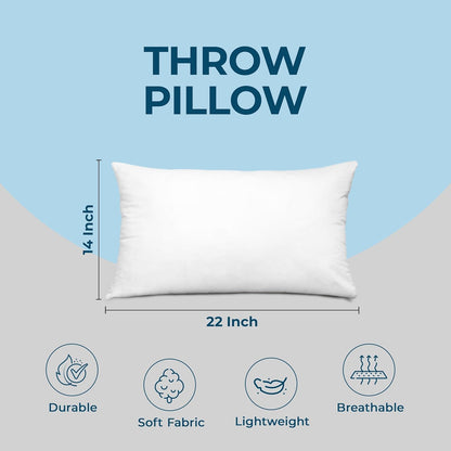 Utopia Bedding Throw Pillow - Fluffy Down Alternative Cushion for Bed & Sofa | 14 x 22 Inches, White