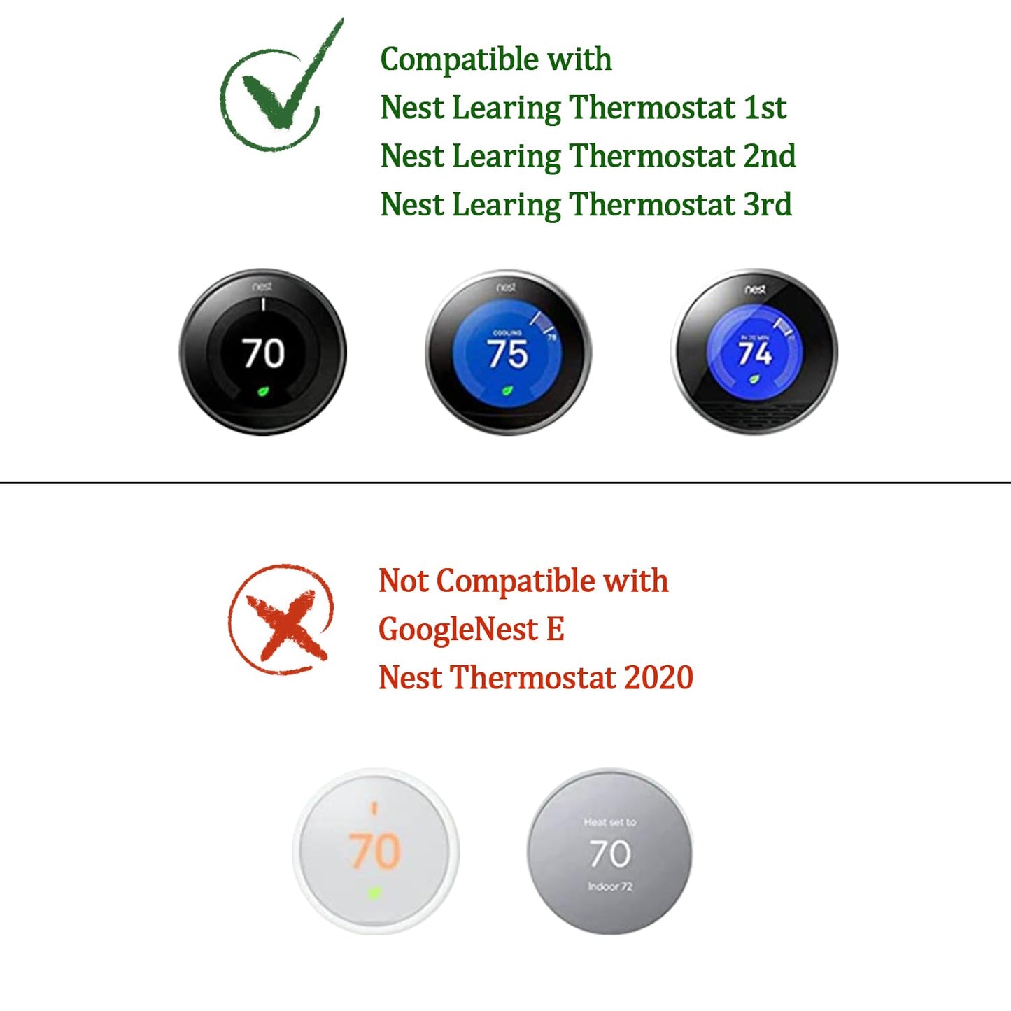 Nest Wall Plate for Google Nest Learning Thermostat 2nd/3rd, 7.7 * 5 inch Nest Thermostat Trim Kit, Made for Google Nest Learning Thermostat 2nd/3rd, Easy Installation