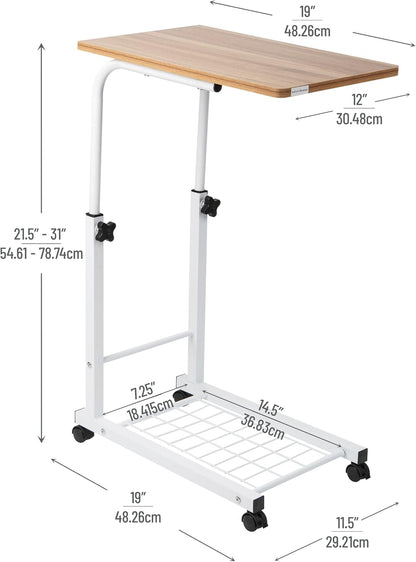 Mind Reader Height Adjustable Laptop Stand, Computer Table, Work Table, MDF, Black, 19" L x 12" W x 31" H