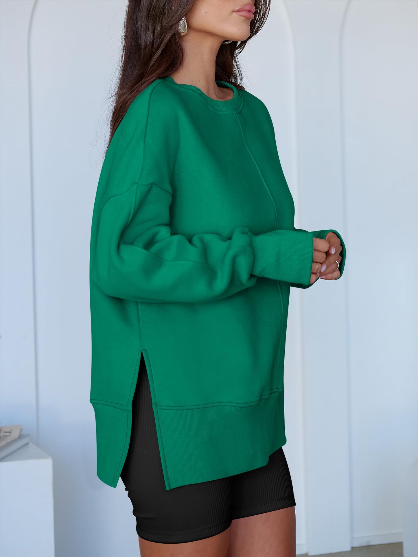 ANRABESS Women Oversized Sweatshirts Thumbhole Long Sleeve Hoodies Shirts 2025 Fall Side Slit Pullover Top Teen Y2k Outfits