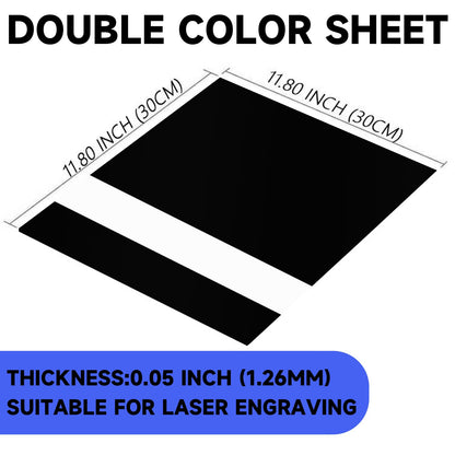 Bocolon 5PCS Laser Engraving Double Color ABS Plastic Sheet,Two-Tone Laserable Engraving Plastic Sheets for Name Badge,Office Label,Laser Artistic Product,Size 11.73" x 11.73",Black/White