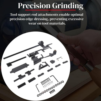 Pro Grind Sharpening System for 8" Grinders - Complete Kit with Quad Jig & Setup Blocks for Sharpening Lathe Tools, Chisels, Skews, Bowl & Spindle Gouges Mixizap