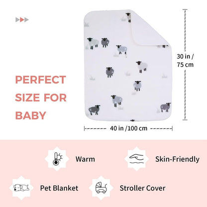 Soft Cozy Sherpa Fleece Baby Blankets Animal Pattern Fluffy Plush Receiving Blanket for Newborn Infant Toddler Thick Warm Crib Stroller Blanket for Boys Girls 30"x40" White Sheep