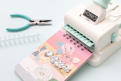 We R Memory Keepers Mini Cinch Bundle Includes Book Binding Machine, 16 Wires, Wire Cutters, and Six Black Bookboards, Easy to Use Design, Ruler, Wire or Spiral Coils, DIY Books, Notebooks, Calendars