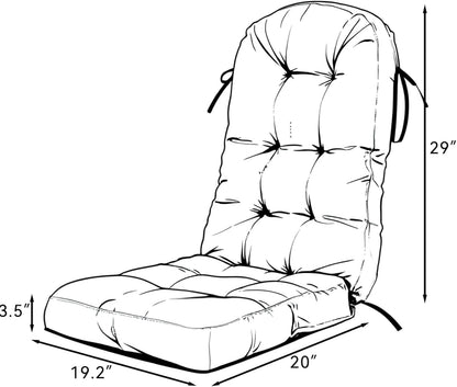 49x19in,Yellow Outdoor Rocking Chair Cushion for Adirondack Chair, High Back Patio Outdoor Seat Chair Cushion
