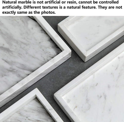 Noble Natural Marble Tray for Desktop, Kitchen, Vanity, Bathroom, Stone Organizer for Tissues, Candles, Soap (Cloud
