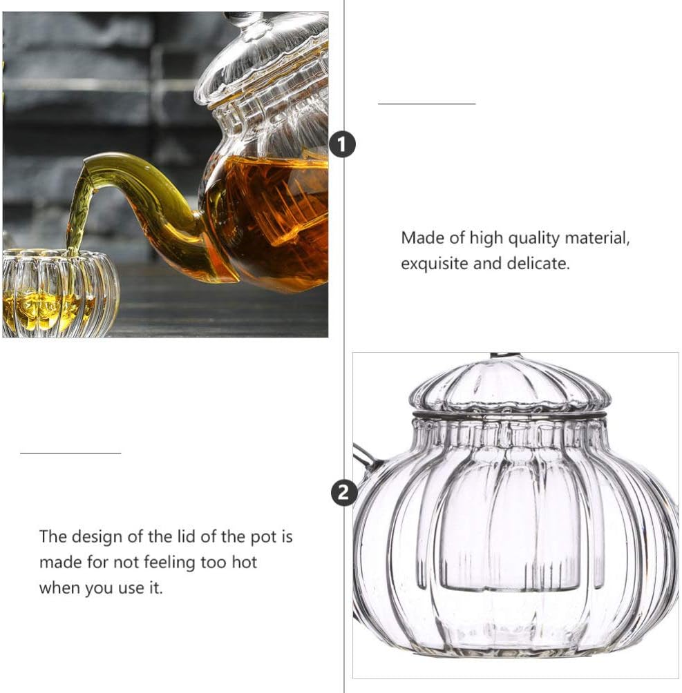 Glass Teapot with Infuser, Loose Leaf and Blooming Tea Maker, Stovetop Safe Kettle