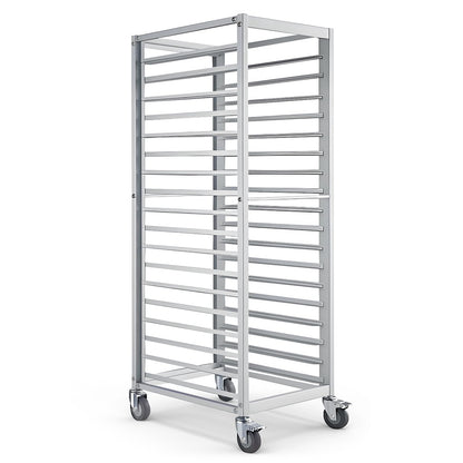 H Bun Pan Rack 18 Tier with Wheels, Commercial Bakery Racking of Aluminum for Full & Half Sheet - Kitchen, Restaurant, Cafeteria, Pizzeria, Hotel and Home