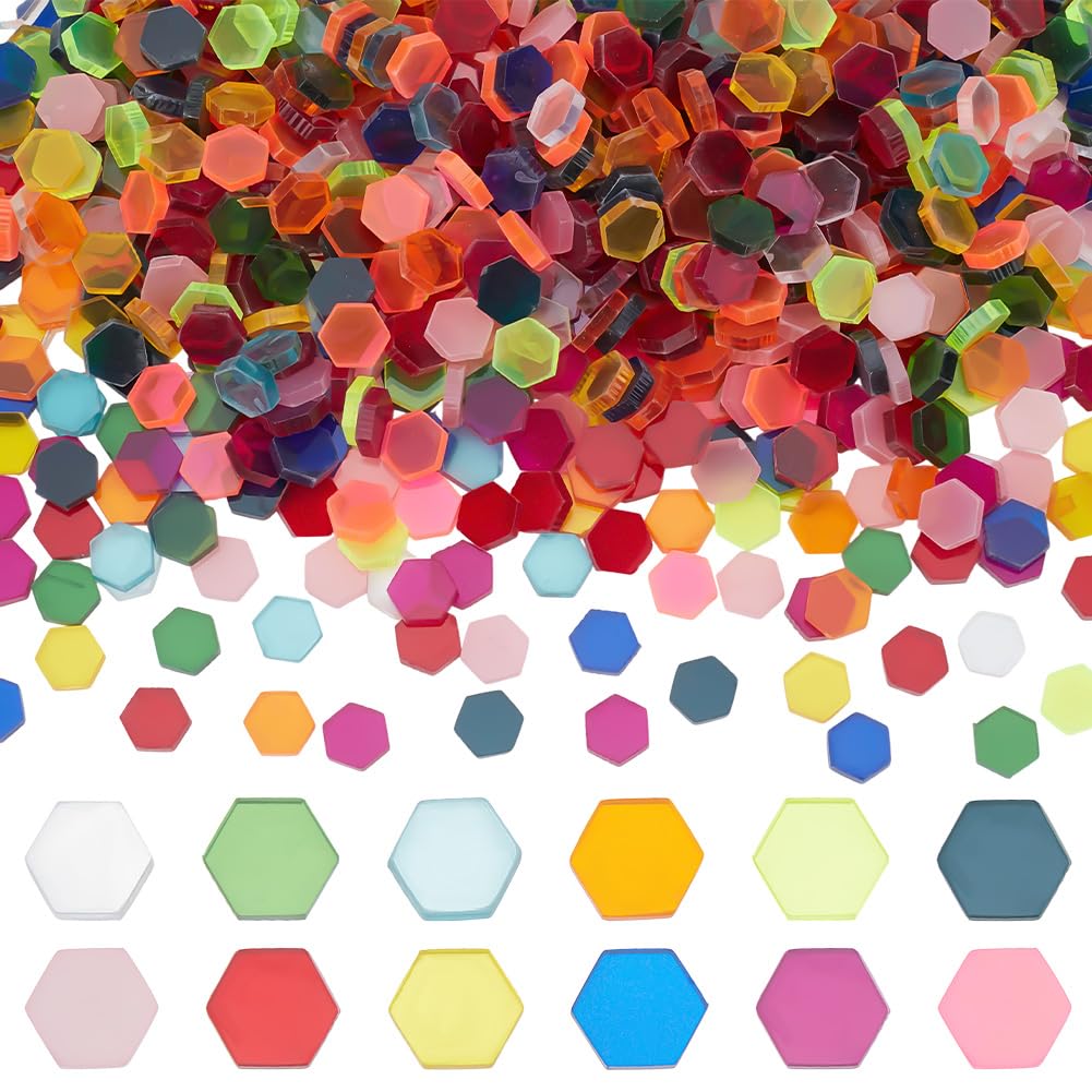WEBEEDY 200g Glass Mosaic Tiles for Crafts About 750 Pcs Hexagon Shape Transparent Glass Pieces for Mosaic Projects Supplies Kit for Adults Beginners Home Lamp Art Christmas Decor Gift