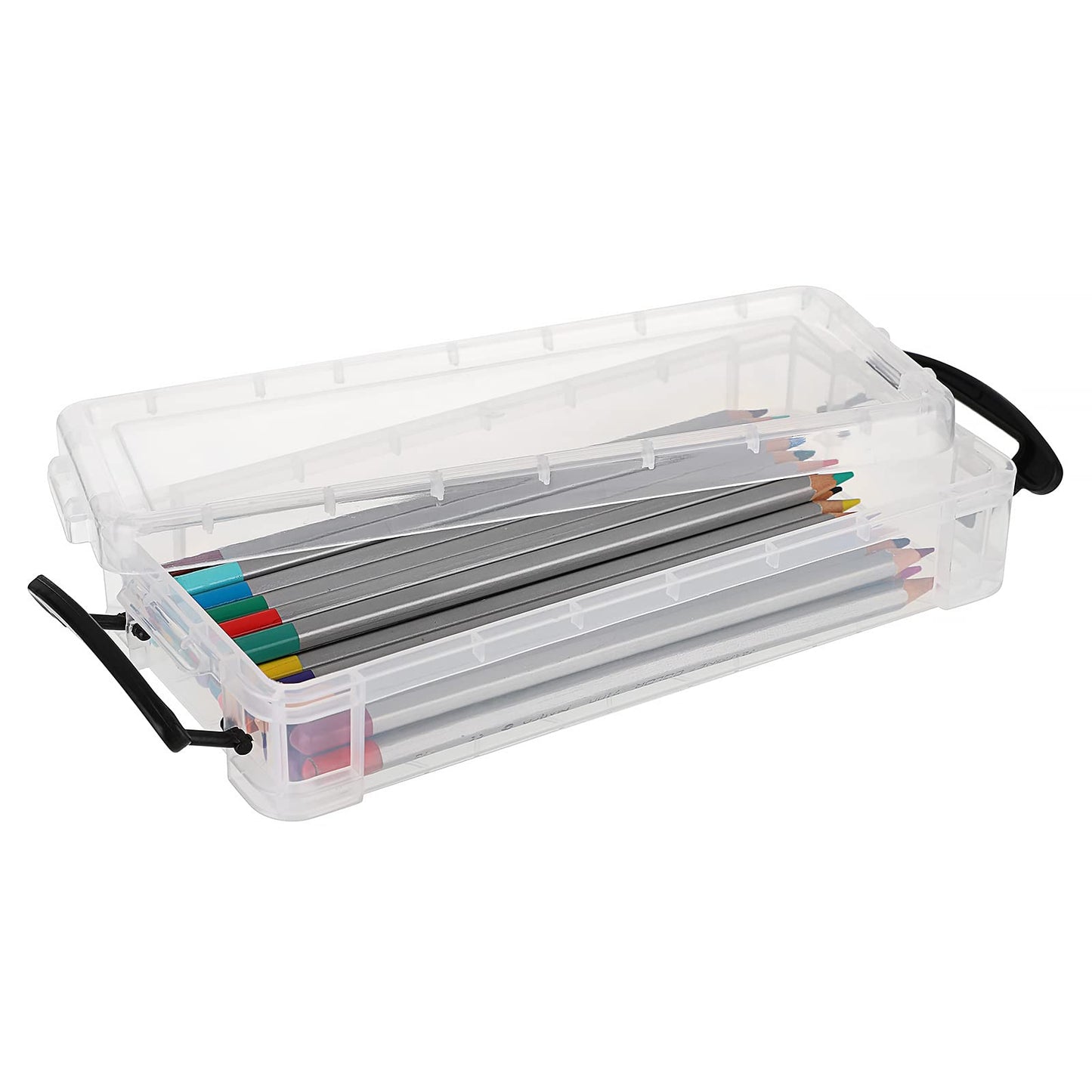 BTSKY Set of 6 Large Capacity Pencil Box, Office Supplies Storage Organizer, Brush Painting Pencils Container for Watercolor Pens and Drawing Tools (Black)