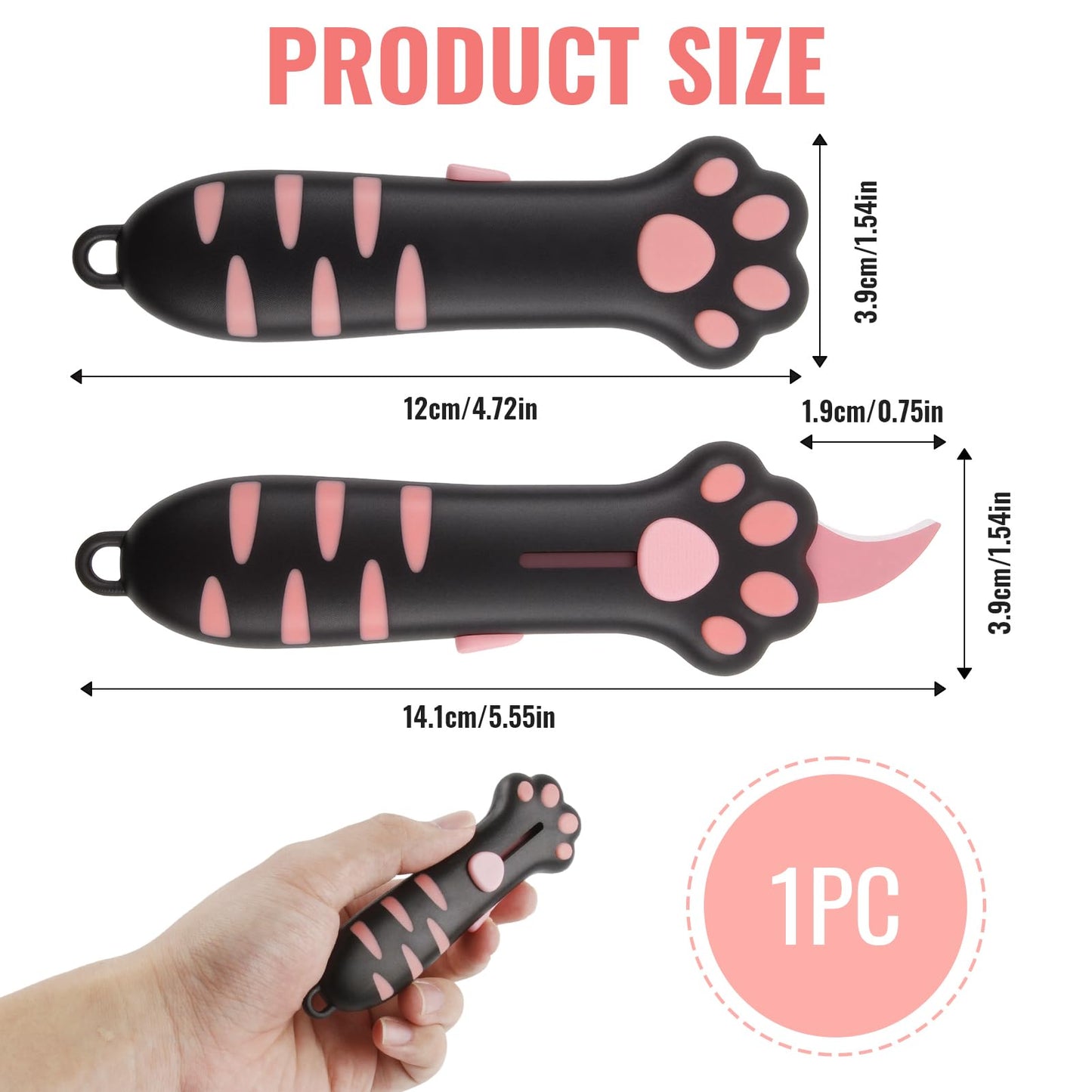 Cat Paw Box Cutter 2026 Retractable Cat Box Cutter with Cute Paw-Shaped Handle, Cat Box Paper Cutter Multifunctional Utility Knife for Effortlessly Opening Boxes, Cartons, Packages and Sealing Tape