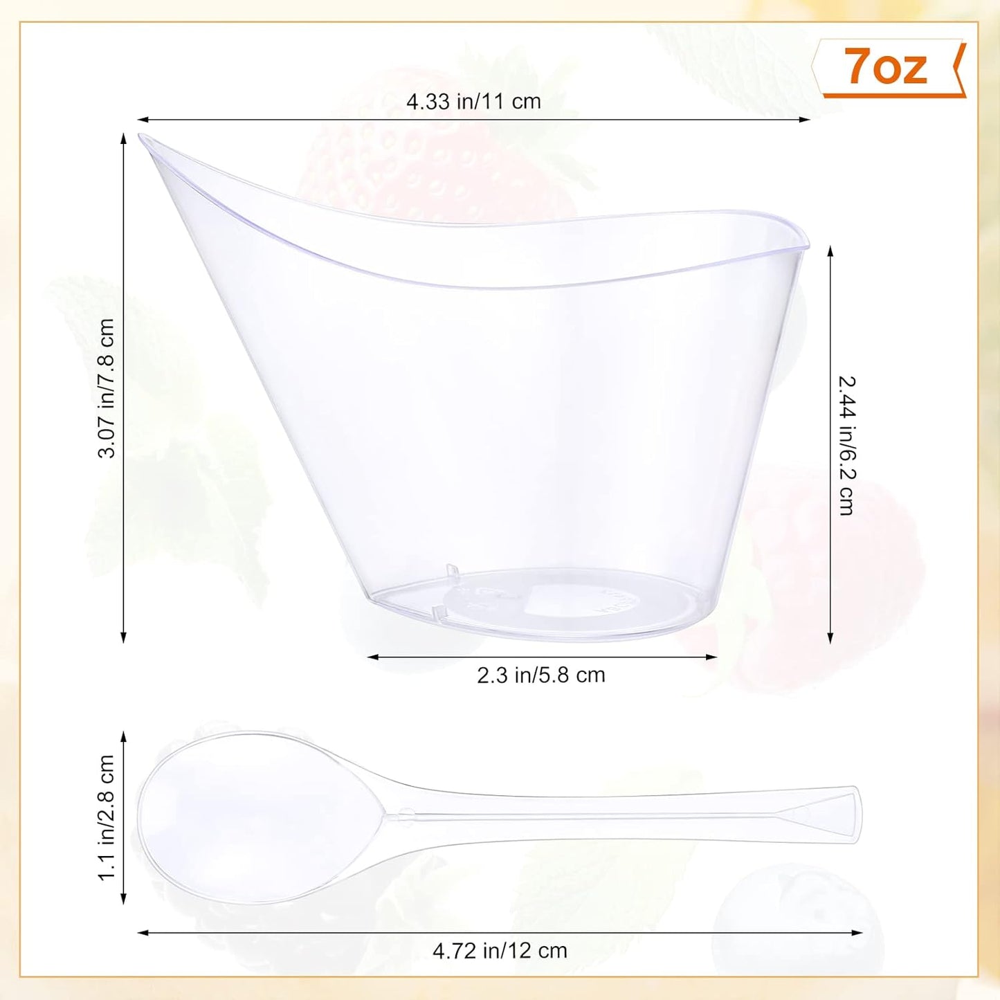150 Pack 7 oz Clear Plastic Dessert Cups with Tasting Spoons, Appetizer Cups Yogurt Parfait Bowls with Spoons for Party