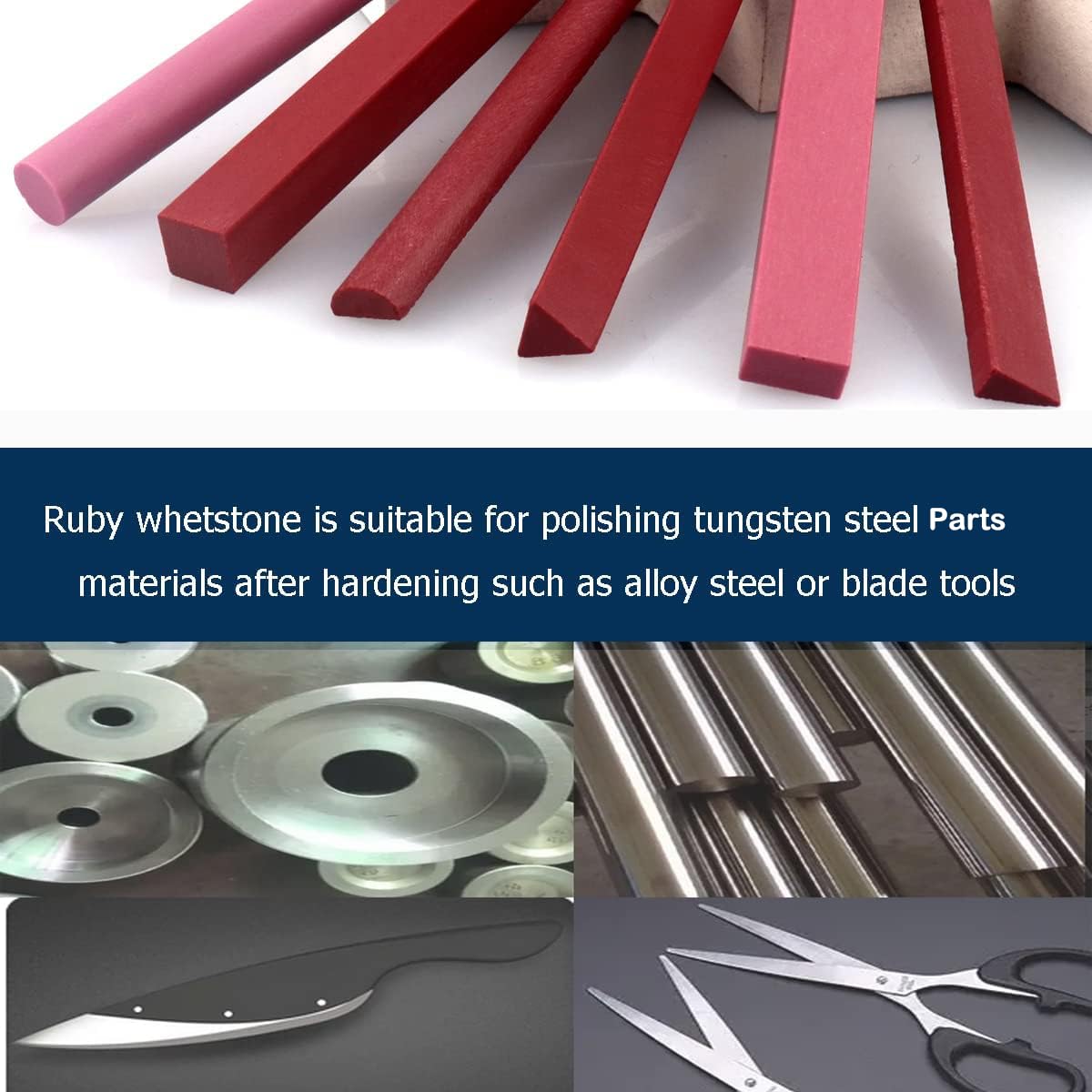 CBRIGHT Sharpening Stone Set, 6pcs 3000# Ruby Whetstone Kit Small Fine Polishing Sharpener Stone for Sharpen Chisel Gouge,Knife and Bladed Cutting Tools, Variety of Shapes[Length:100mm(3.94Inch)]