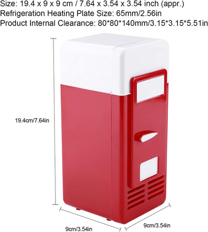 Mini Fridge, Portable Cooler and Warmer, LED USB Refrigerator for Drinks and Beverage Cans