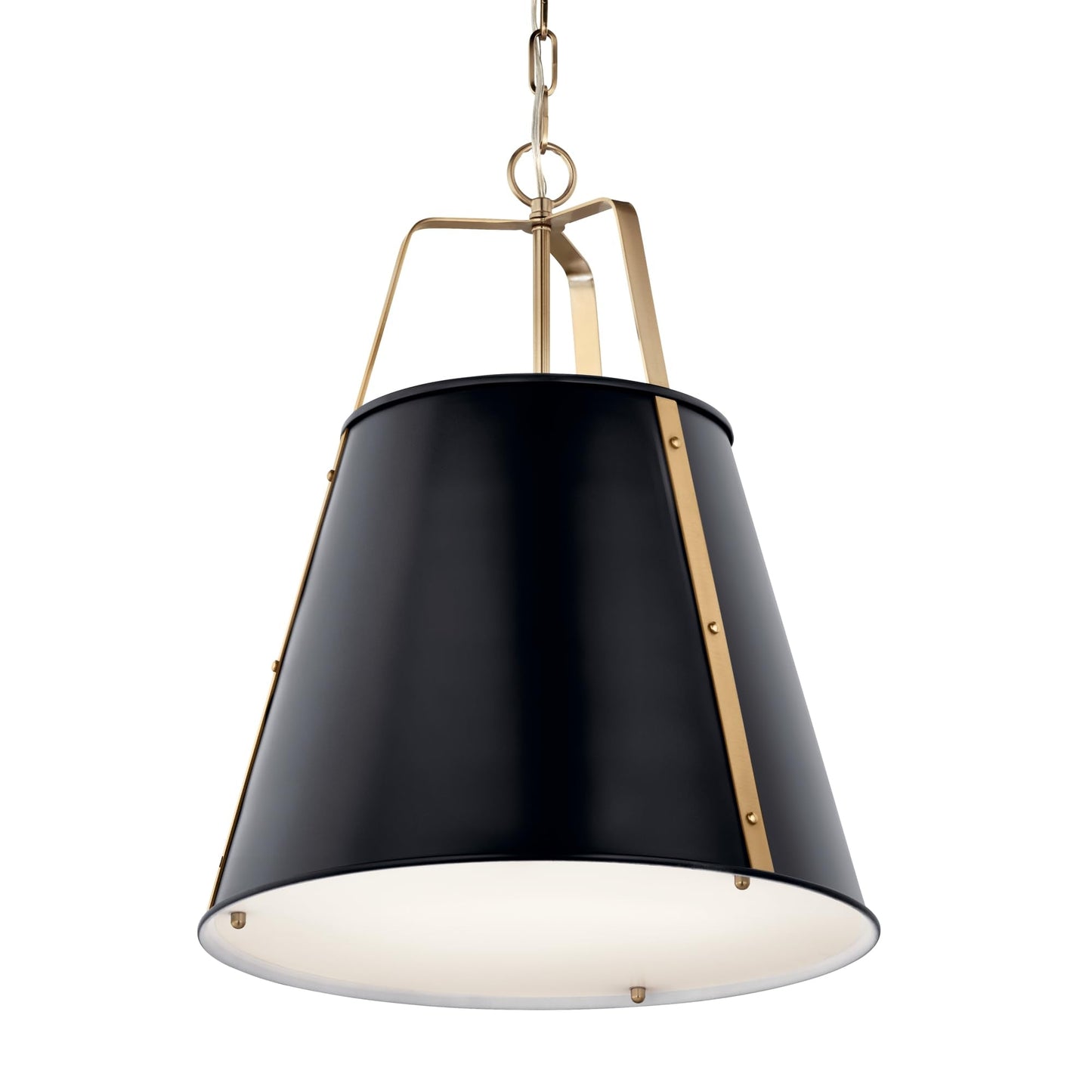Kichler Etcher 2-Light Pendant Light Fixture, Kitchen Island Hanging Light with Etched Painted White Glass Diffuser in Black and Champagne Bronze (22.5" x 18"), 52711BK
