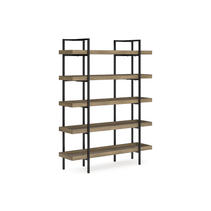 Signature Design by Ashley Montia Industrial Freestanding 5-Tier 76" Etagere Bookcase, Light Brown