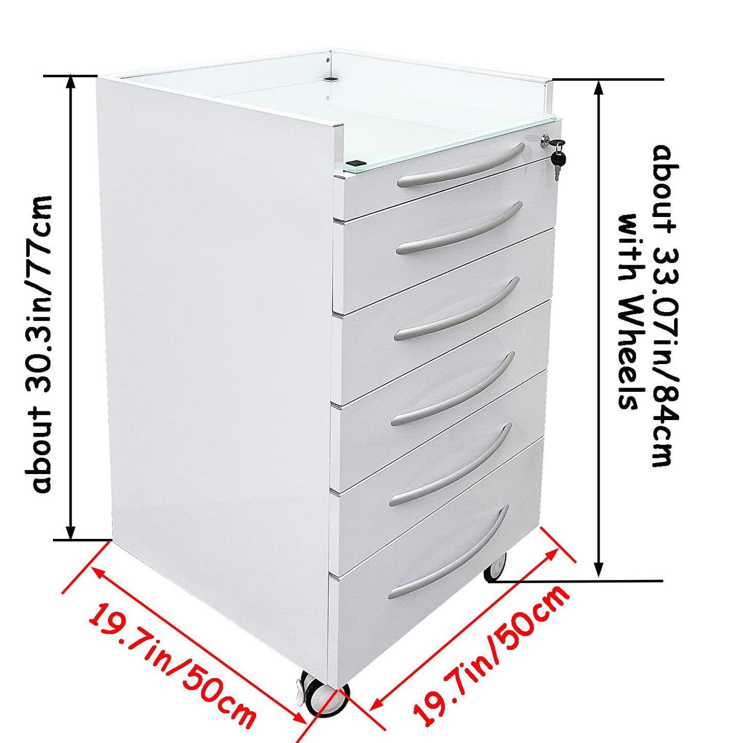 EQCOTWEA Vertical Mobile Dental Cart with Lock 5-Drawer Stainless Steel Medical Storage Cabinet on Rolling Wheels with Brakes Portable Utility Cart for Dental Assistant Hospital Clinic Office Home Use
