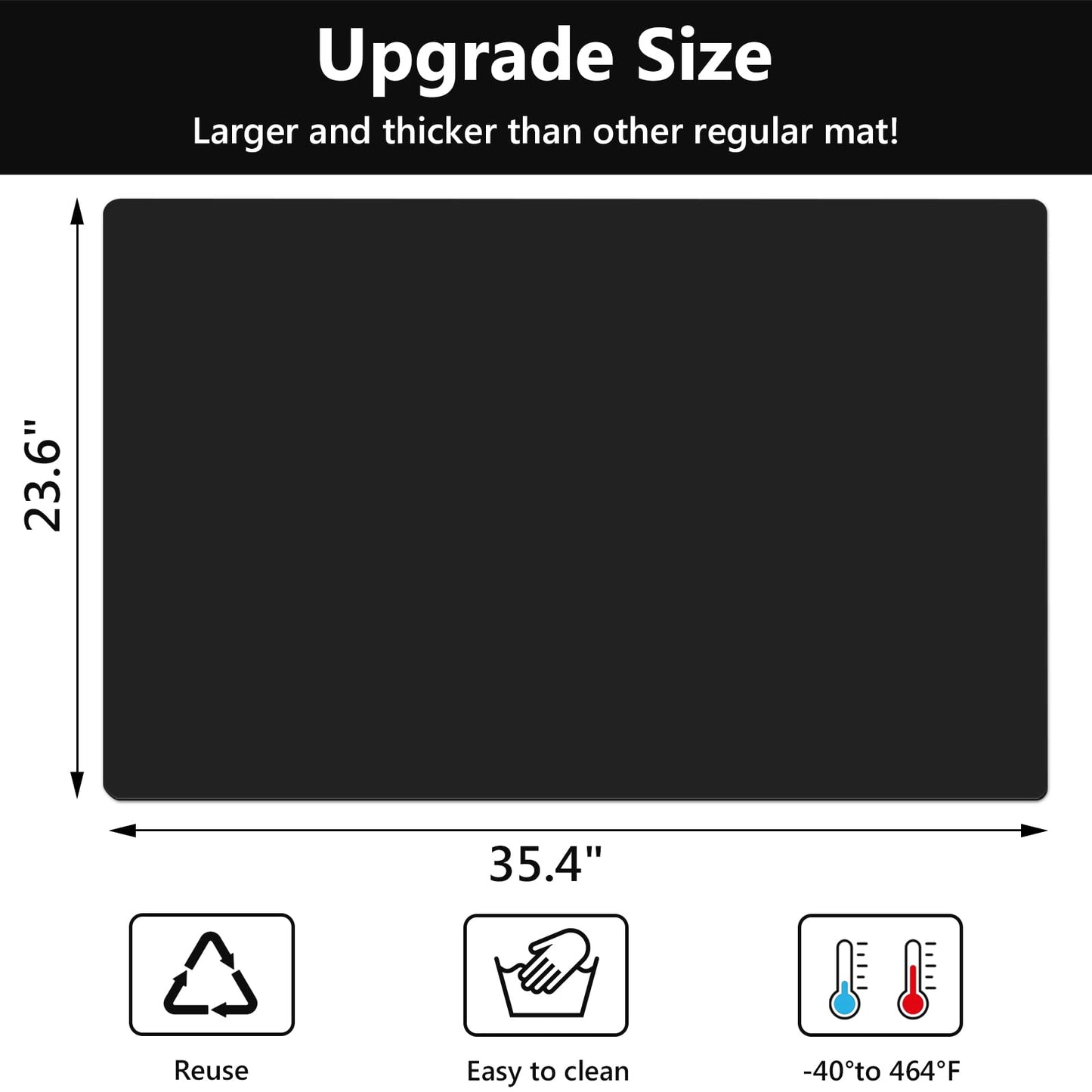 Gartful Black Silicone Mat for Crafts, 35.4 x 23.6 x 0.06 inches Silicone Craft Mat, Extra Large Silicone Sheet Thick Pad for Jewelry Casting Resin Molds, Painting, Counter Table, Placemat, Non-Slip