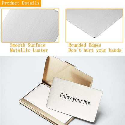 LOSYHU 100PCS Silver Metal Business Card Blanks 0.45mm Thickness Aluminum Metal Business Cards for Laser Engraving Home Office Customer DIY Gift Plate Invitations, 3.4 x 2.1 Inch