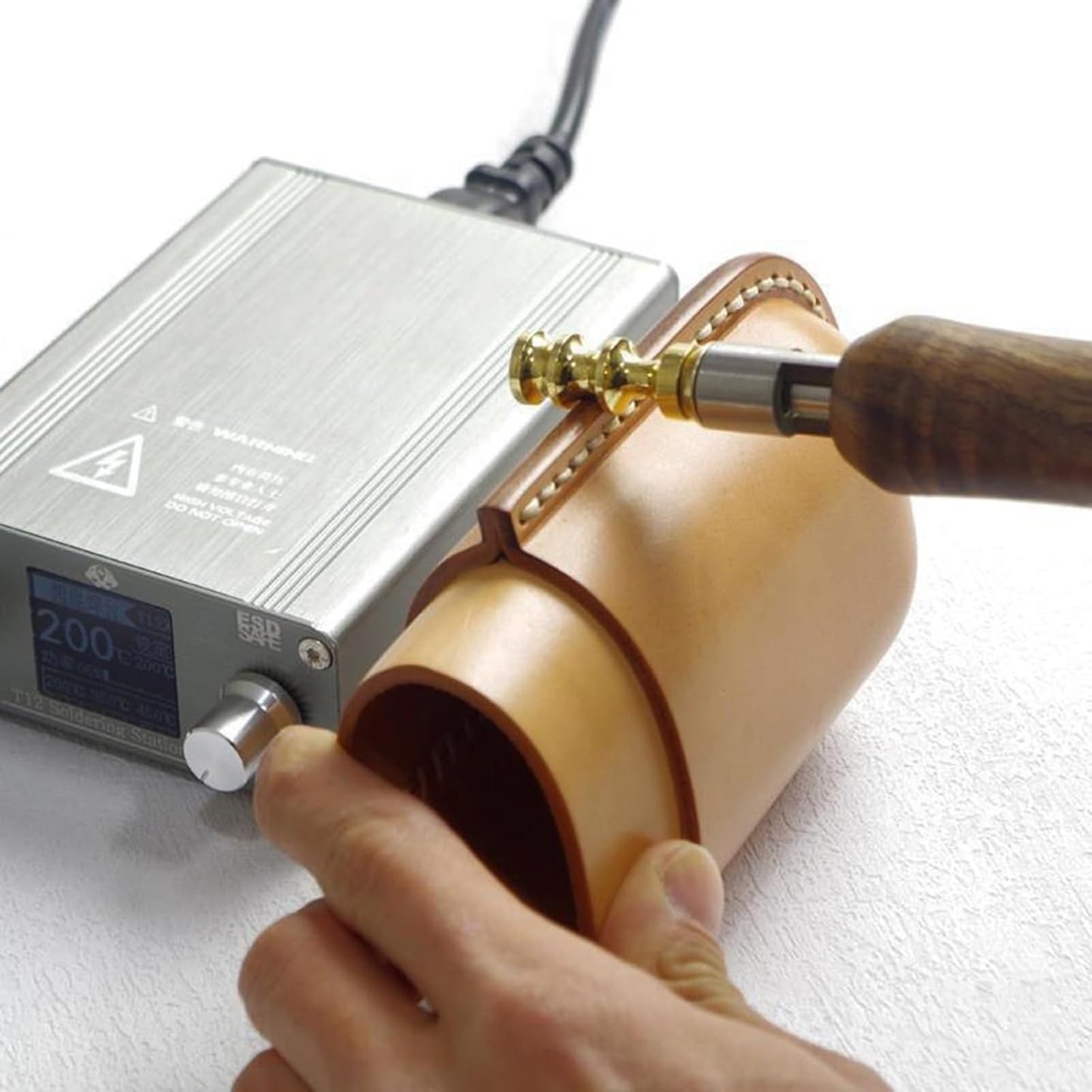 Refining the Details/Digital Craft Tool/Skiving Machine/Electric Leather Edge Creaser with 14 Heads for Creative Study and Advanced Hide Material Processing Task(Two)