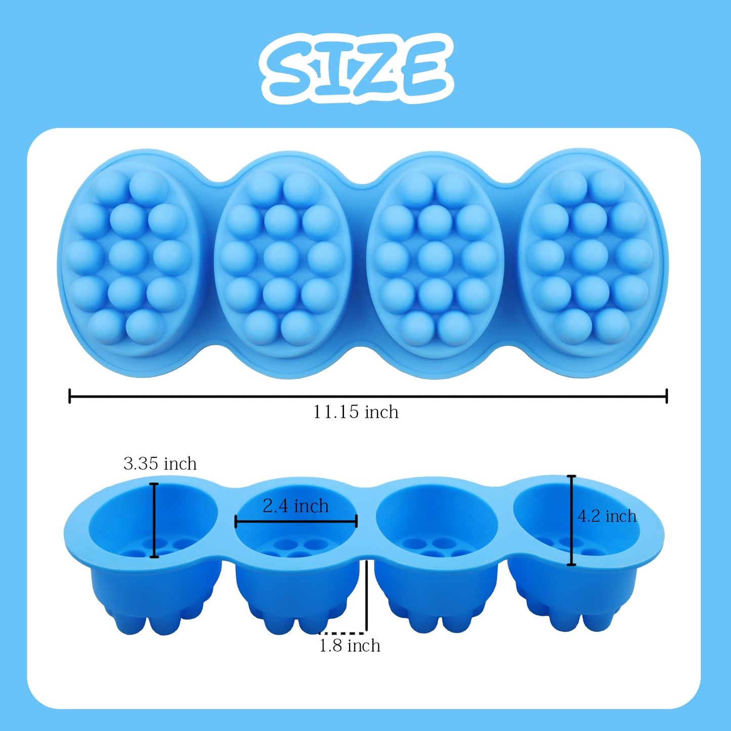 2Pcs Silicone Massage Bar Soap Molds, Handmade Soap Molds for Soap Making, 3D Hair Comb Ice Mold Scalp Massager, Hair Brush Soap Bar Silicone Mold, Food Grade Soap Mould Massage Moulds