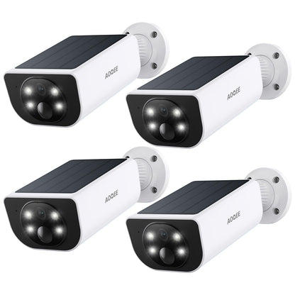 Cameras for Home Security-2.4GHz Wireless Security Camera Outdoor with AI Motion Detection & Siren, Non-Stop Solar Powered Charging, 2K Color Night Vision, SD/Cloud Storage, Waterproof, S1 4P