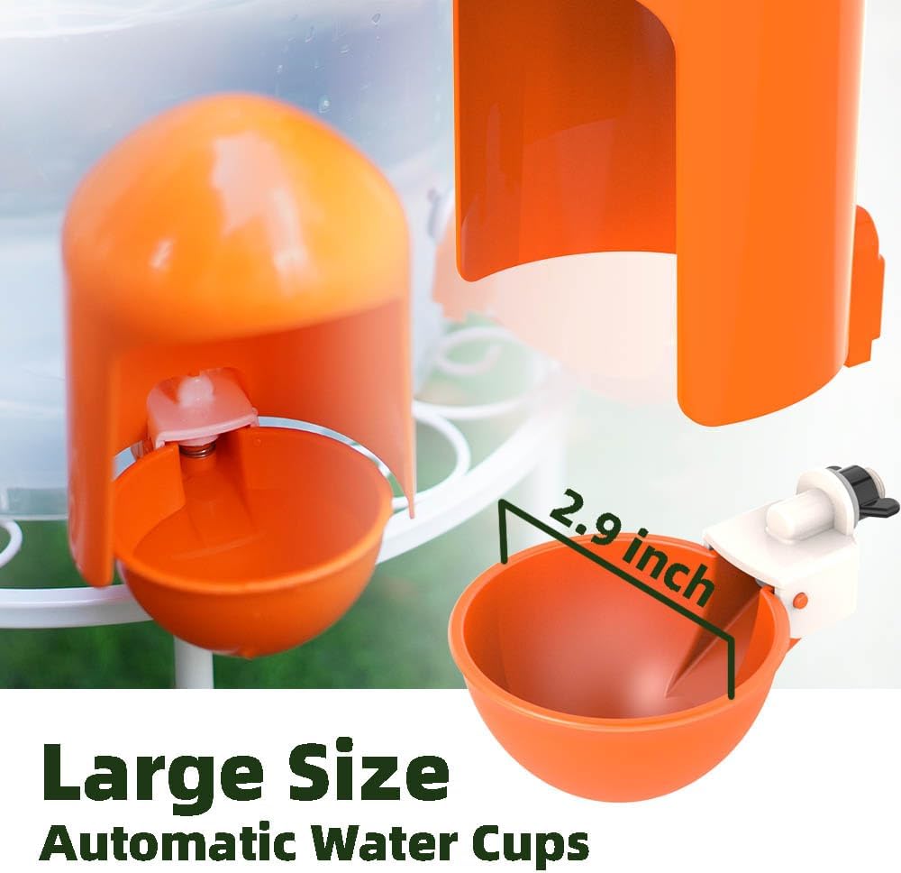 Labodey (5 Pack) Large Chicken Waterer Cups Automatic with Anti-Roosting Cover | Poultry Waterer Cups Suitable