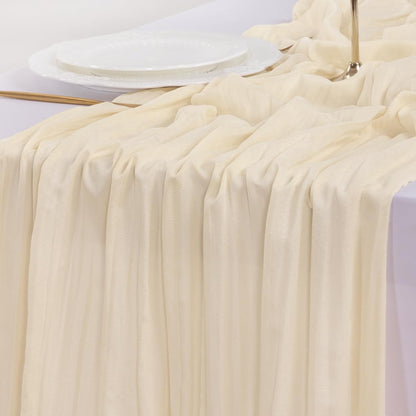 Socomi Beige Table Runner - 14FT Cheesecloth for Boho Rustic Wedding & Party Decor