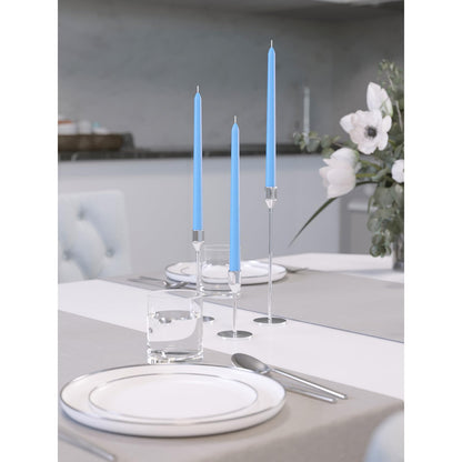 CANDWAX Light Blue 12 inch Taper Candles Set of 4 - Unscented Smokeless Dripless Tapers for Dinner Table, Home Decor, Easter Decor, Party, Wedding and Ordinary Dinners - Spring Candles